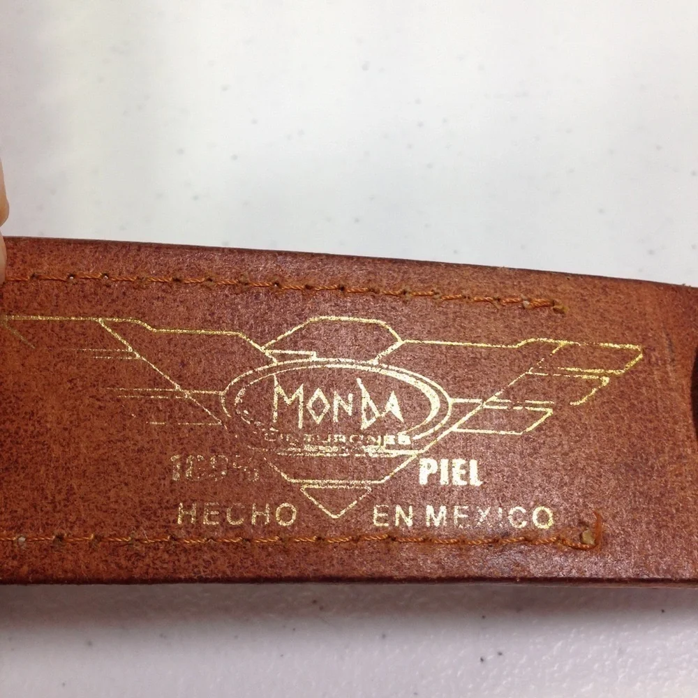 VINTAGE Monda Leather Bikers Belt Size 40